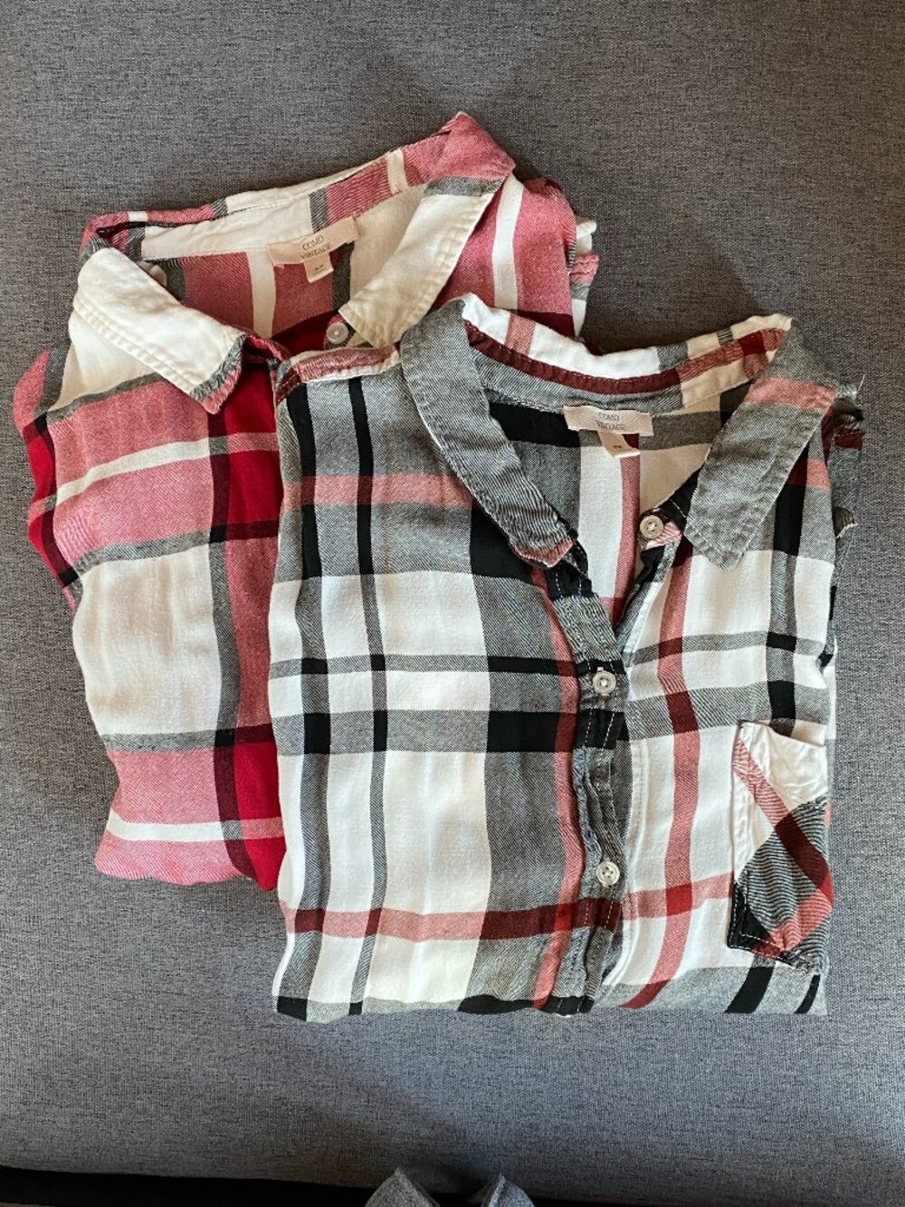 Como Vintage Plaid Tunic Shirt Bundle Jet Black & Cloud Dancer 3X